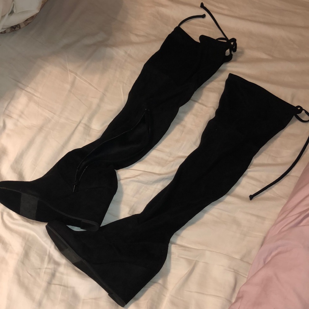 Knee high wedge boots